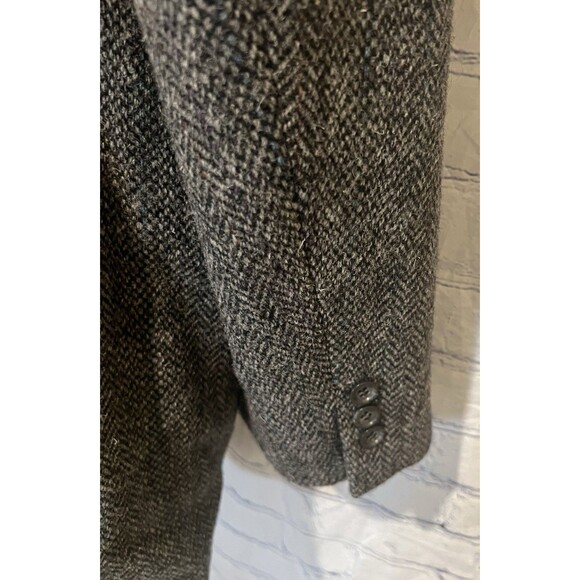Vintage HARRIS TWEED Gray Blazer Sport Coat Jacket Herringbone Wool Mens 50R - Picture 6 of 10